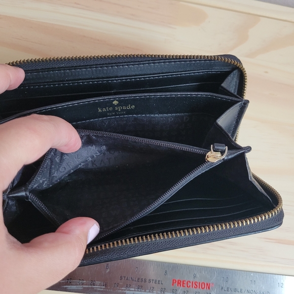 Kate Spade Studded Zip-Around Wallet Black - Picture 9 of 9